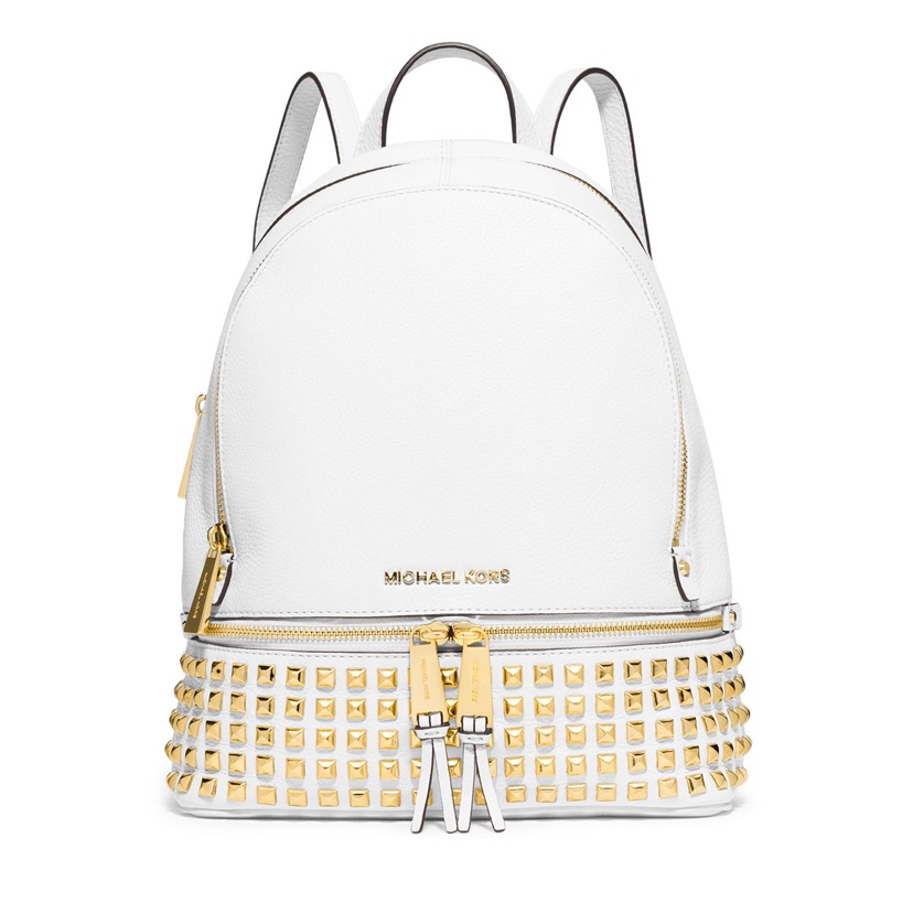 Michael Kors White And Gold Backpack
